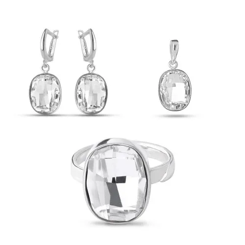 Дамски сребърен комплект Кристали Swarovski 1557