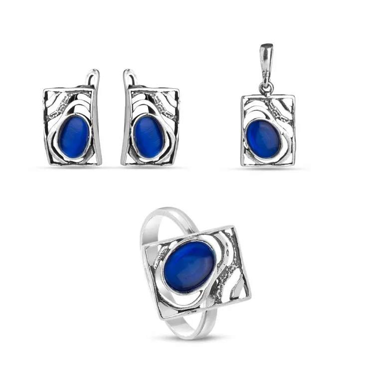 Дамски сребърен комплект Лунна Нощ Индиго 4512 на супер цена: 71 лв. | Сребърни комплекти