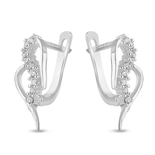 Дамски сребърни обеци с бели камъни 4628