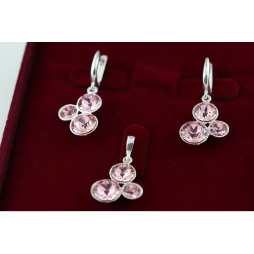 Дамски сребърен комплект с кристали Swarovski 1677