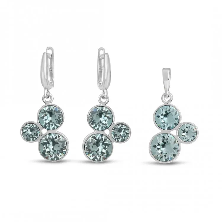 Дамски сребърен комплект със светлосини кристали Swarovski 5204 на супер цена:  |