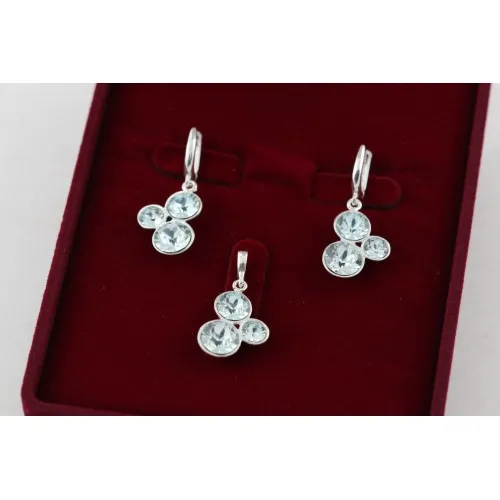 Дамски сребърен комплект със светлосини кристали Swarovski 5204