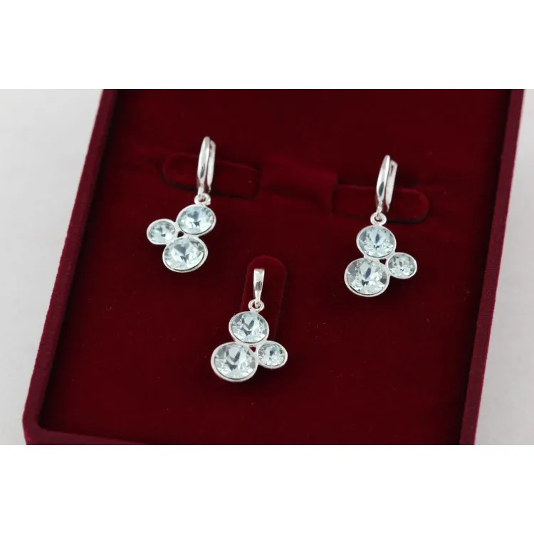 Дамски сребърен комплект със светлосини кристали Swarovski 5204 на супер цена:  |