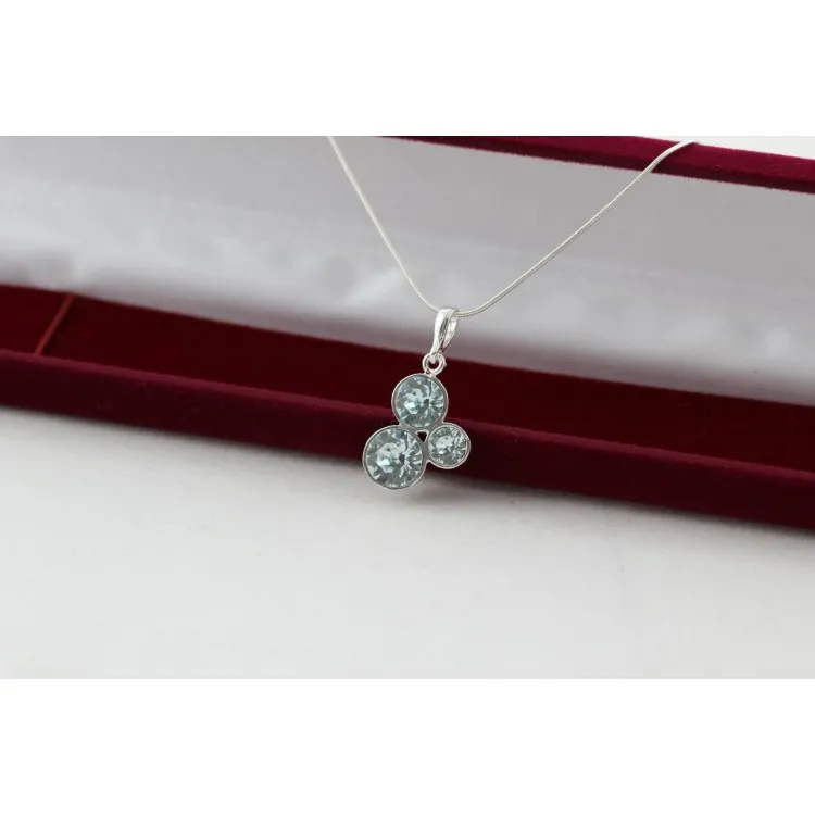 Дамски сребърен комплект със светлосини кристали Swarovski 5204 на супер цена:  |