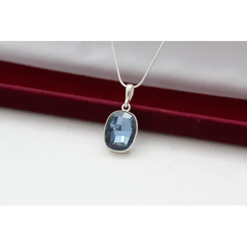 Дамско сребърно колие с кристал Swarovski Deep Blue 5456