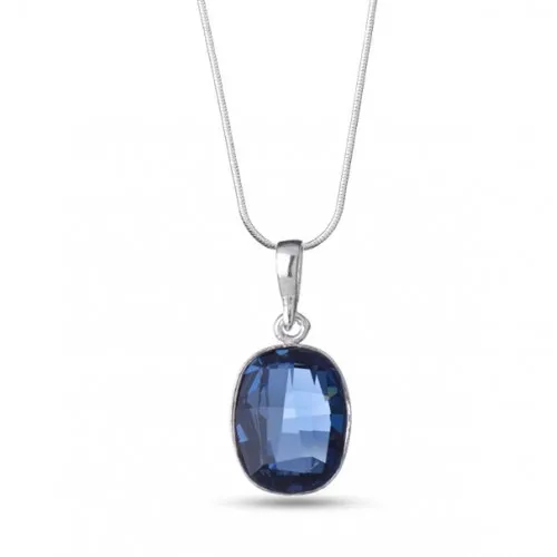 Дамско сребърно колие с кристал Swarovski Deep Blue 5456